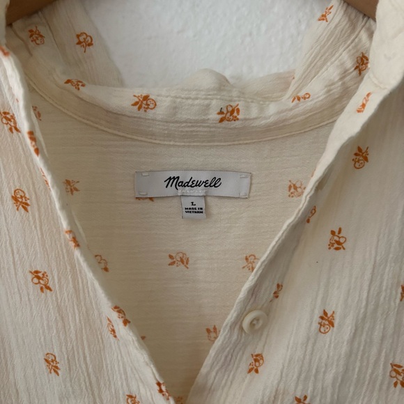 Madewell Hilltop Shirt in Mini Oranges Size L - Picture 3 of 6